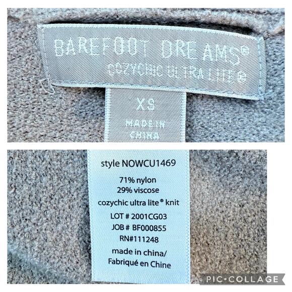 Barefoot Dreams Cozychic Ultra Lite Knit Cardigan XS Tie Back Shawl Collar Taupe - Picture 10 of 13